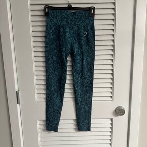 Gymshark Blue Leggings with Intricate Design